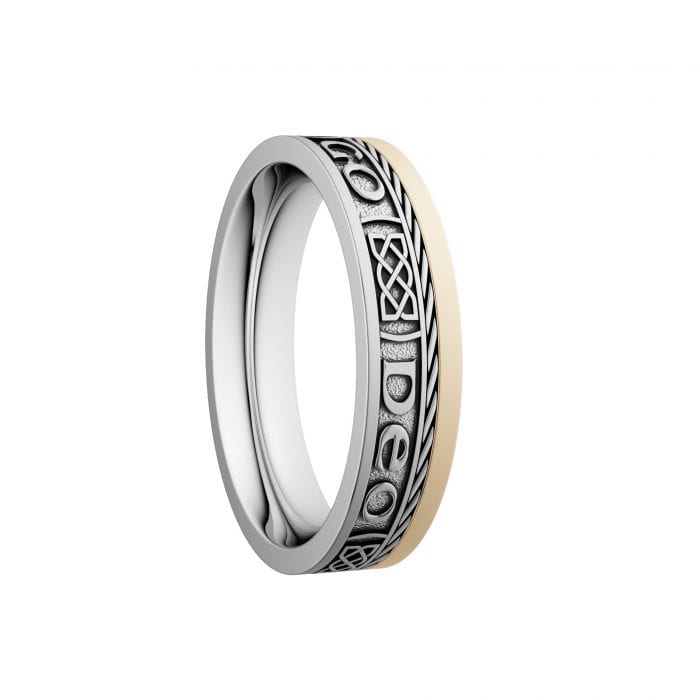 Gr? Go Deo - Love Forever Wedding Ring with Yellow Gold Rail - Narrow