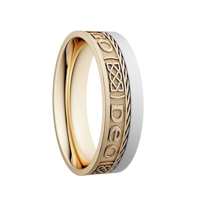 Grį Go Deo - Love Forever Wedding Ring with White Gold Rail - Wide