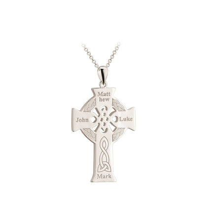 Sterling Silver Four Apostles Celtic Cross - Large