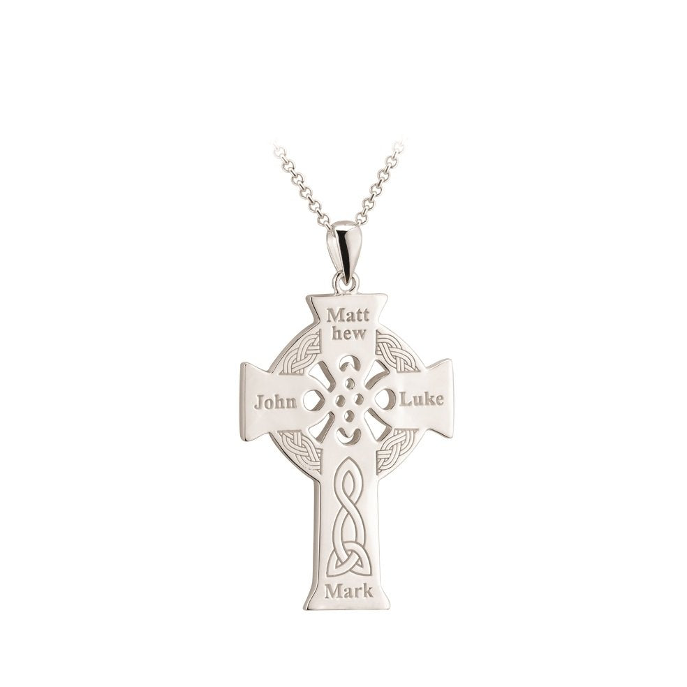 Sterling Silver Four Apostles Celtic Cross - Back