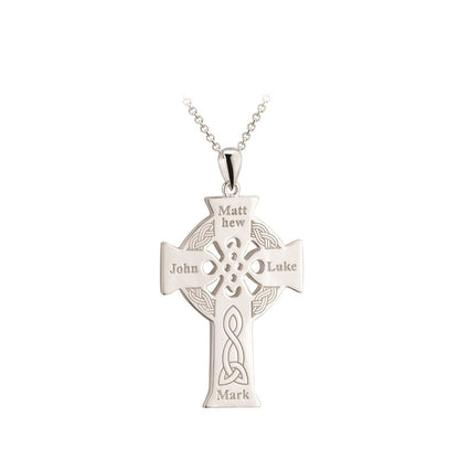 Sterling Silver Four Apostles Celtic Cross - Back