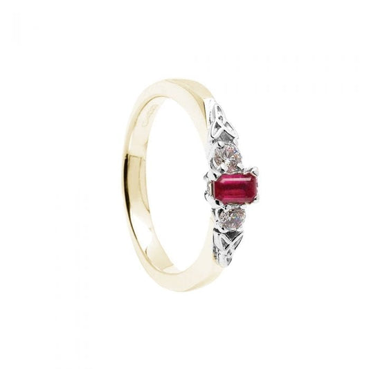 14ct Yellow Gold Ruby and Diamond Engagement Ring