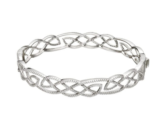 Sterling Silver Cubic Zirconia Celtic Knot Bangle