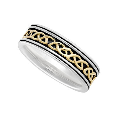 Ladies Sterling Silver & 10ct Gold Oxidised Celtic Knot Ring