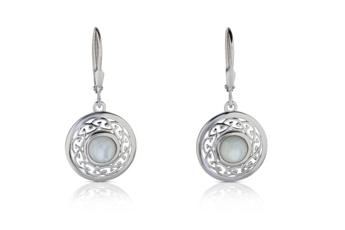 Sterling Silver Arianrhod Celtic Knot Mother of Pearl Earrings