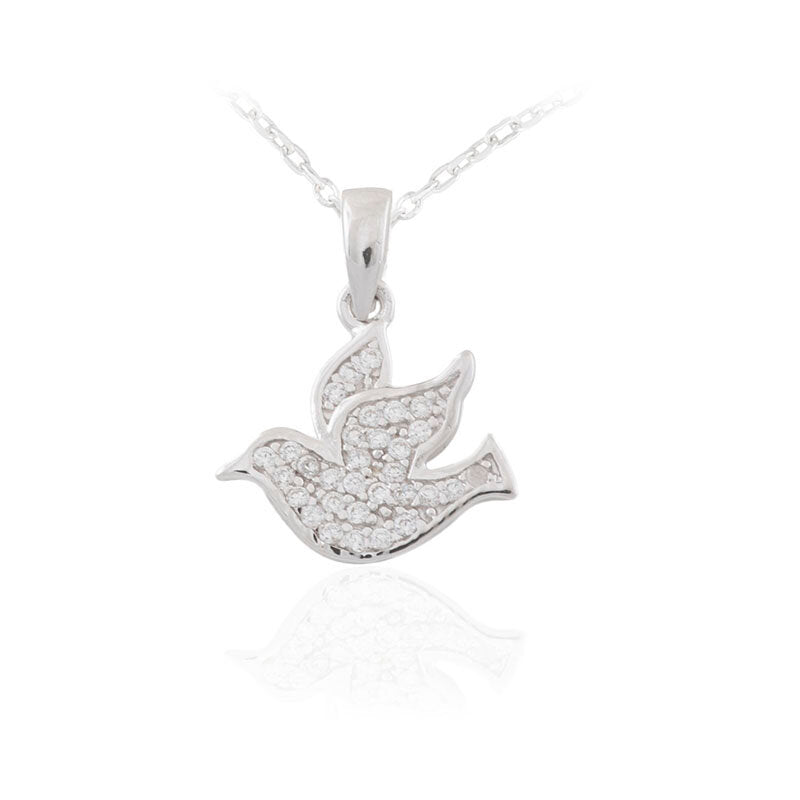 Sterling Silver Cubic Zirconia Dove Pendant