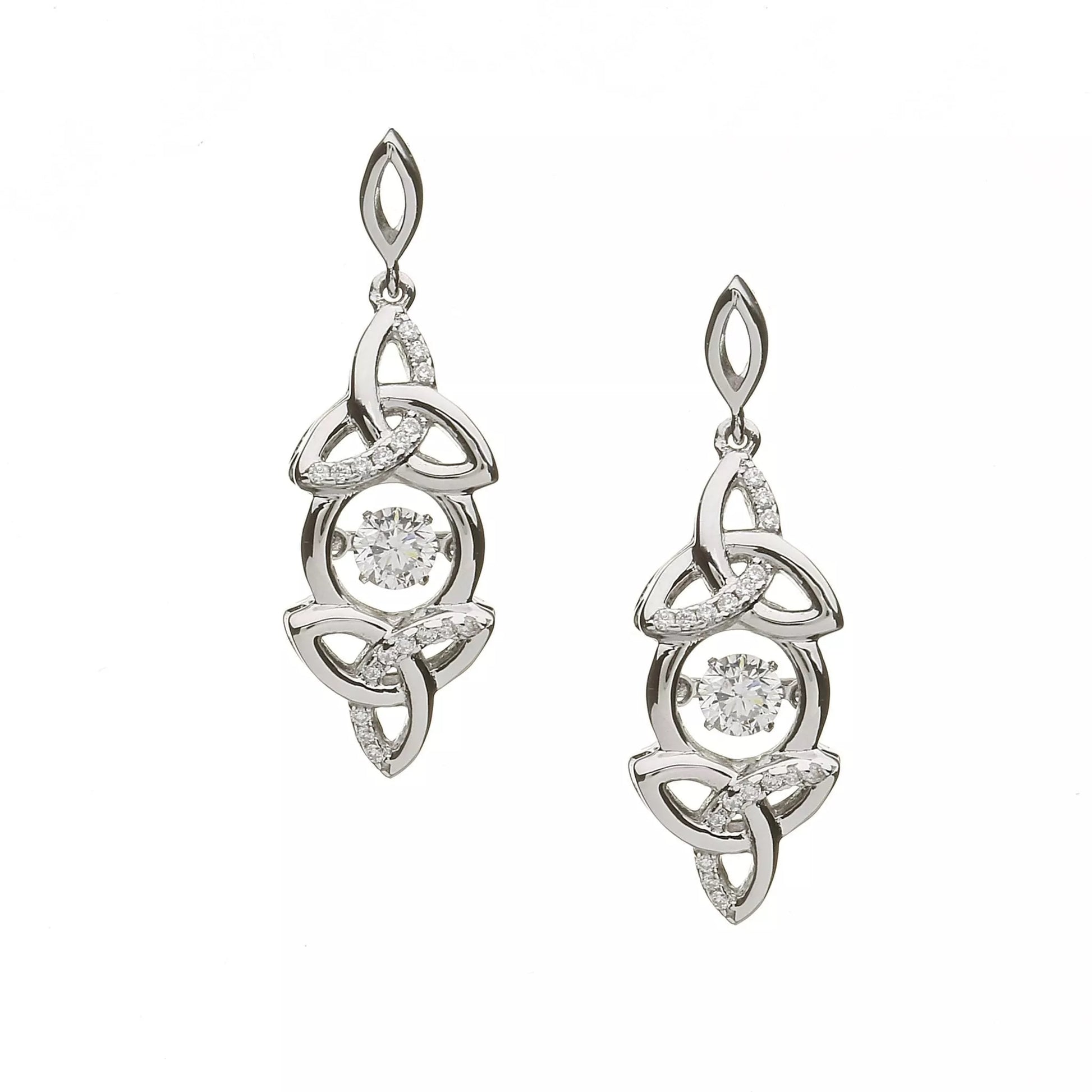 Sterling Silver Dancing Stone Trinity Earrings