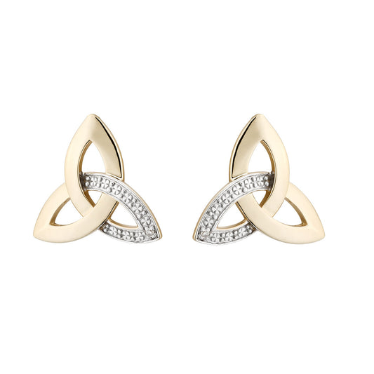 10ct Gold Diamond Trinity Knot Stud Earrings