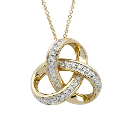14ct Gold Diamond Set Celtic Knot Pendant