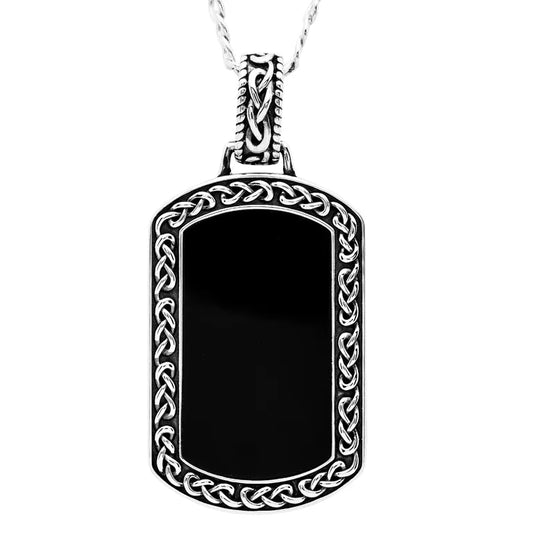 Men's Sterling Silver Black Onyx Celtic Knot Pendant