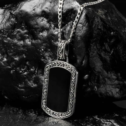 Men's Sterling Silver Black Onyx Celtic Knot Pendant