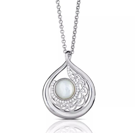 Sterling Silver Arianrhod Mother of Pearl Teardrop Pendant - Large