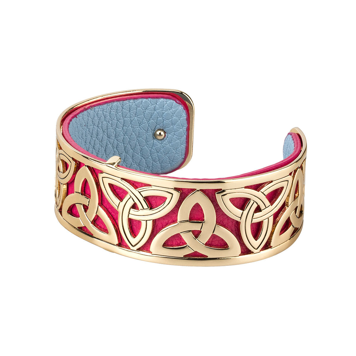 Gold plated Trinity Knot Leather Cuff Bangle