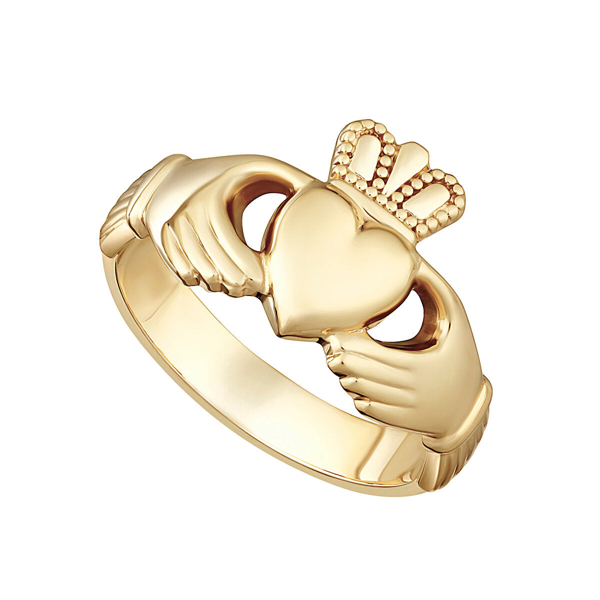 Men's 14ct Yellow Gold Claddagh Ring - Heavy