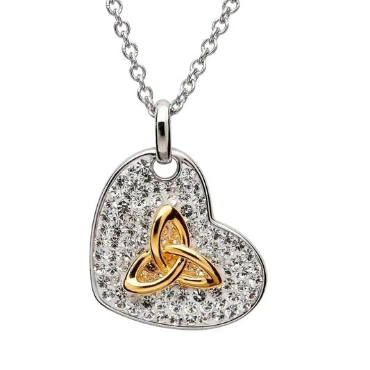 Sterling Silver Trinity Knot Pendant Encrusted With Crystals