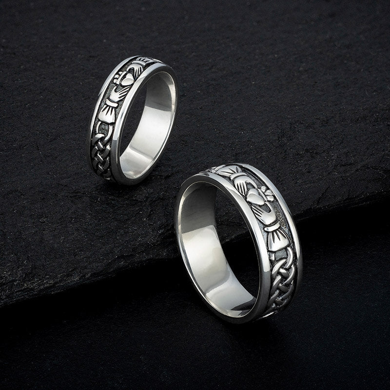Ladies Sterling Silver Oxidised Claddagh Ring