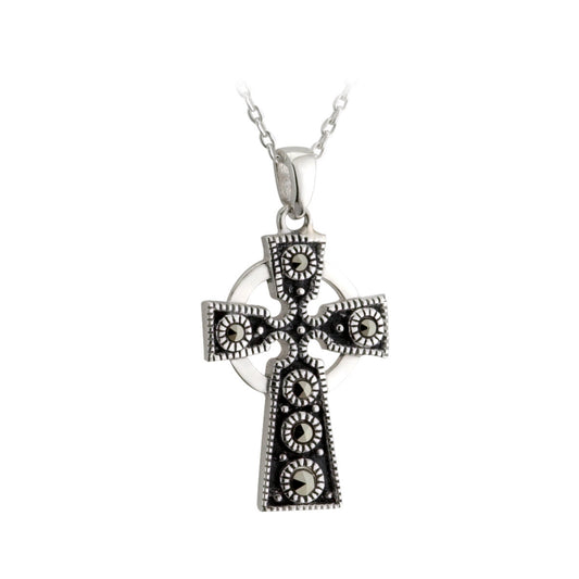 Sterling Silver Marcasite Celtic Cross Pendant