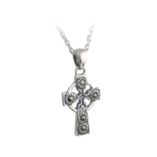 Sterling Silver Marcasite Celtic Cross Pendant