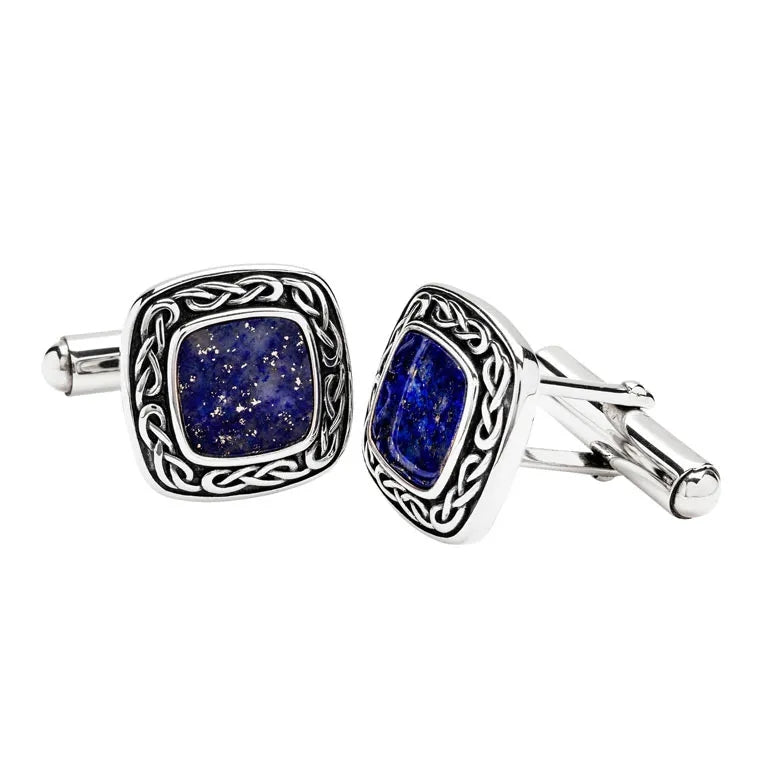 Sterling Silver Blue Lapis Celtic Knot Cufflinks