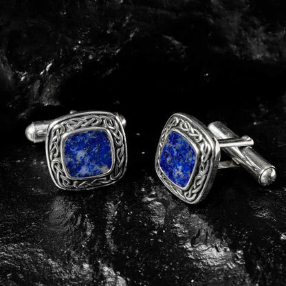 Sterling Silver Blue Lapis Celtic Knot Cufflinks