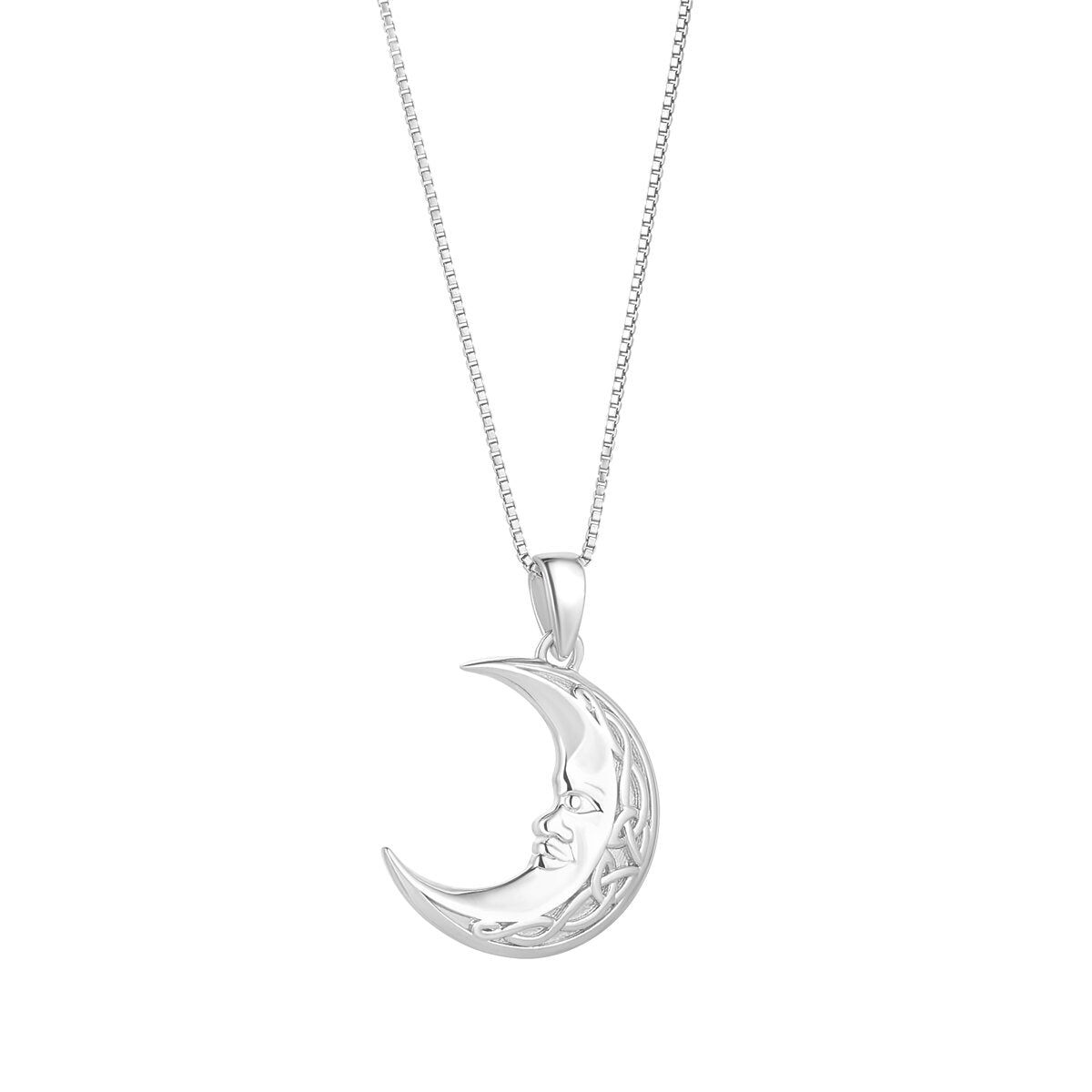 Sterling Silver Celtic Knot Moon Pendant