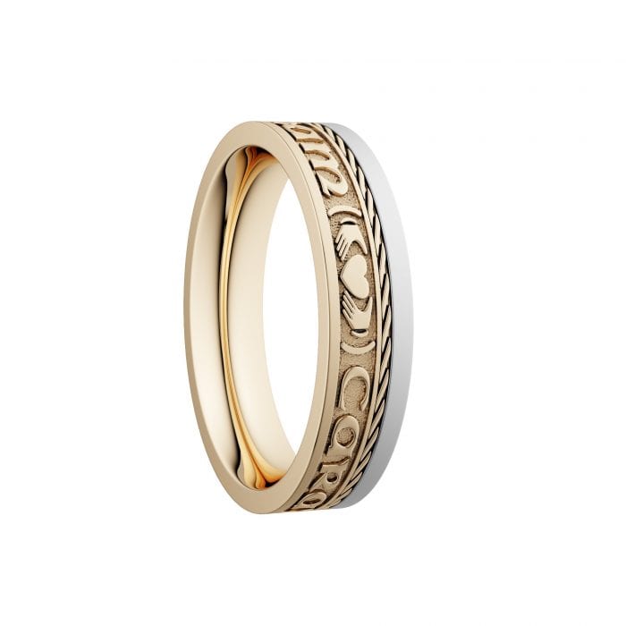 Mo Anam Cara - My Soul Mate Wedding Ring with White Gold Rail - Narrow