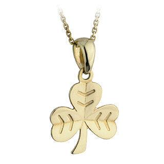 9ct Yellow Gold Herringbone Shamrock Pendant