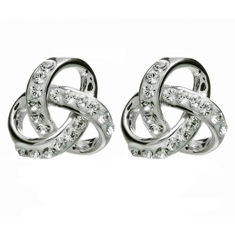 Sterling Silver Celtic Knot Crystal Earrings