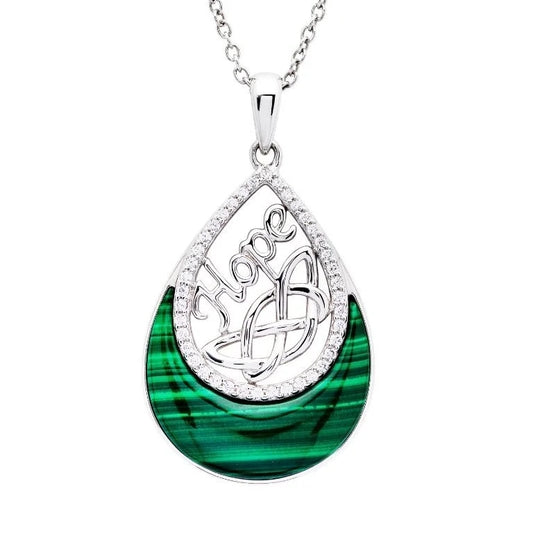 Sterling Silver Hope Malachite Celtic Knot Pendant