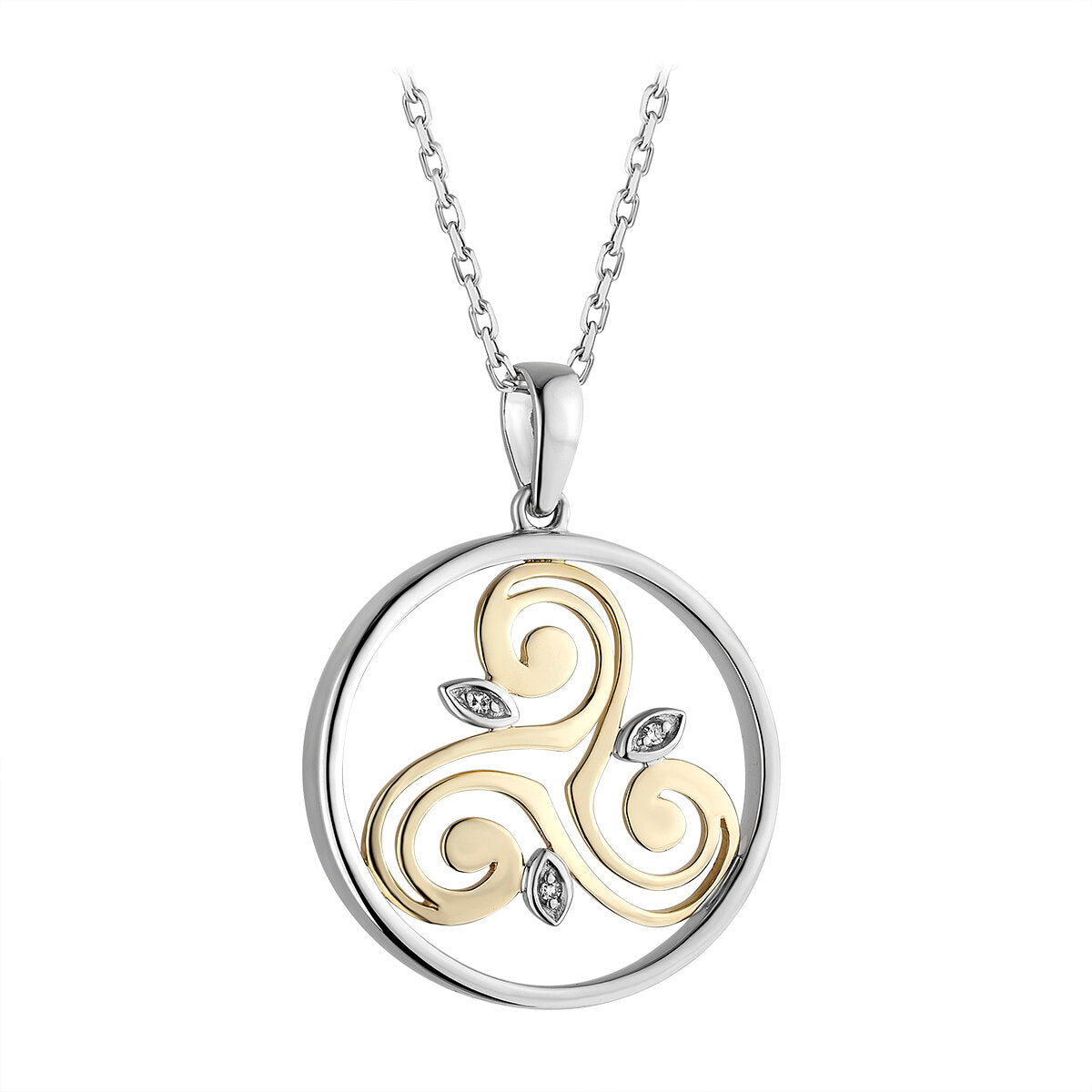 Sterling Silver and 10ct Gold Diamond Spiral Pendant