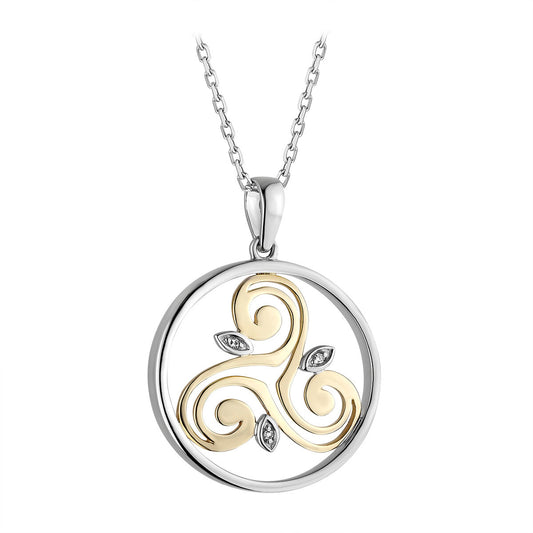 Sterling Silver and 10ct Gold Diamond Spiral Pendant