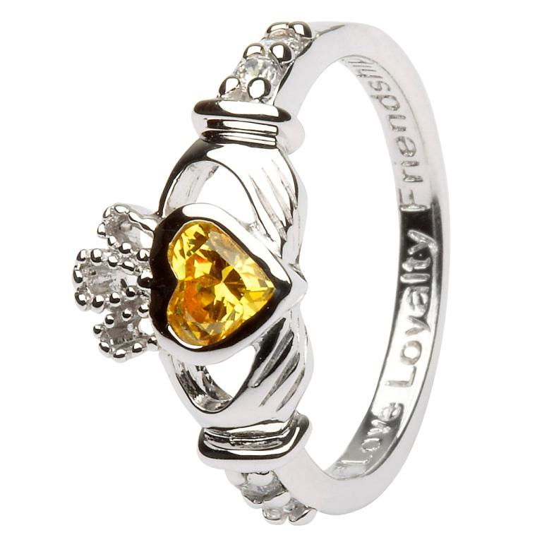 Sterling Silver November Birthstone Claddagh Ring