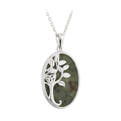 Sterling Silver Connemara Marble Tree Of Life Pendant