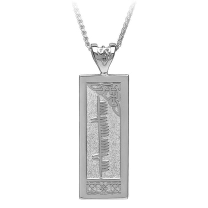 White Gold Ogham Pendant with Customised Personal Name