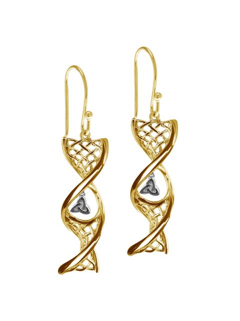 14ct Gold Celtic DNA Earrings with Trinity Knot