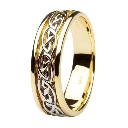 Men's 14ct Two Tone Gold Celtic Knot Wedding Ring