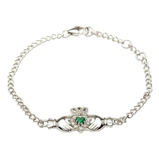 Sterling Silver Cubic Zirconia Claddagh Bracelet