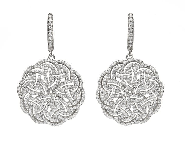 Sterling Silver Cubic Zirconia Celtic Knot Earrings