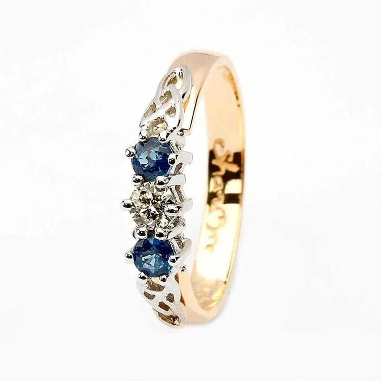 14ct Yellow and White Gold Sapphire and Diamond Ring