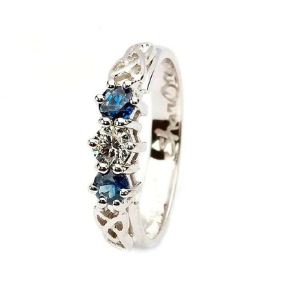 14ct White Gold Sapphire and Diamond Ring