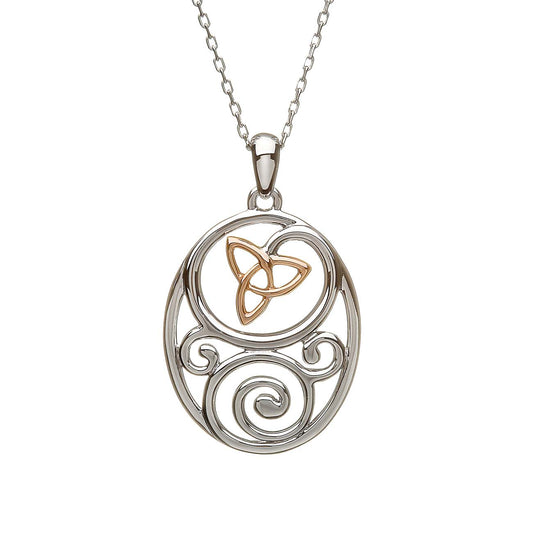 Sterling Silver and Rose Gold Celtic Trinity Knot Pendant