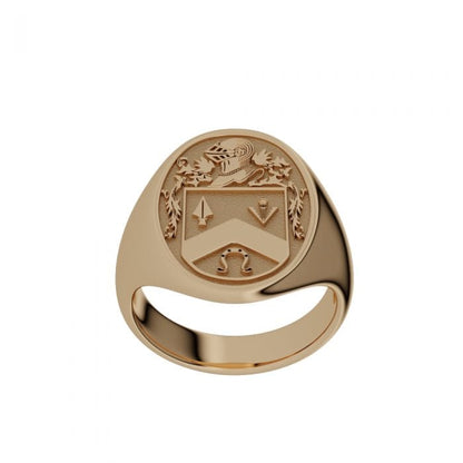 Yellow Gold Mens Oval Coats of Arm Ring