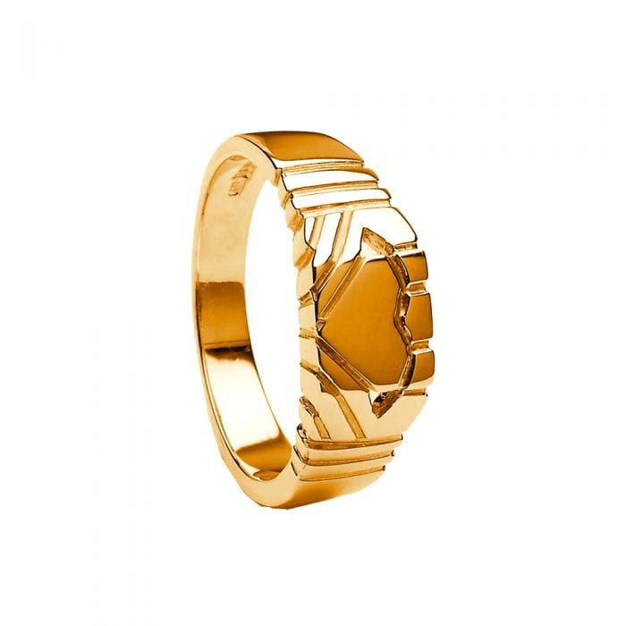 Yellow Gold Men's Claddagh Ring - Square