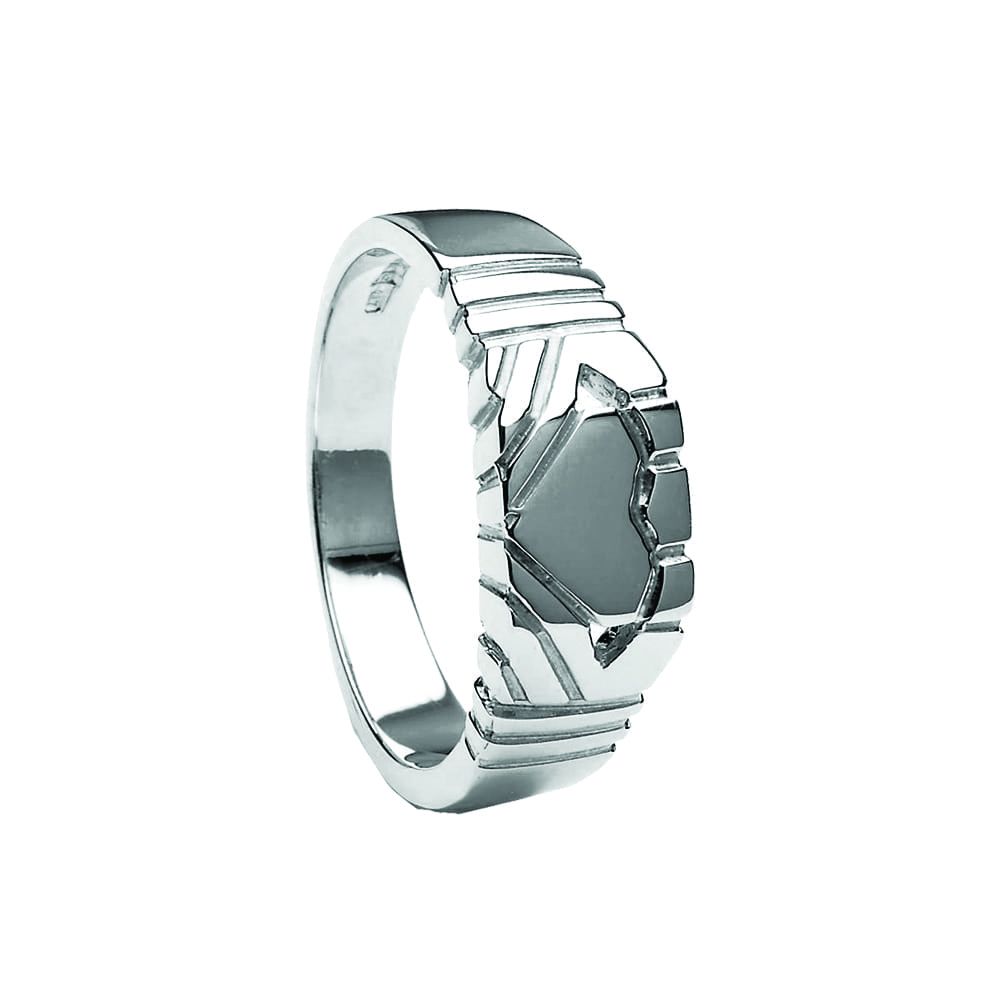 White Gold Men's Claddagh Ring - Square