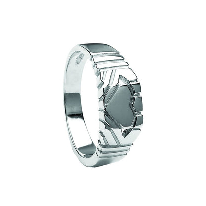 White Gold Men's Claddagh Ring - Square