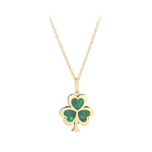 Gold Malachite Shamrock Pendant