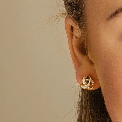 14ct Gold Diamond Set Celtic Knot Stud Earrings