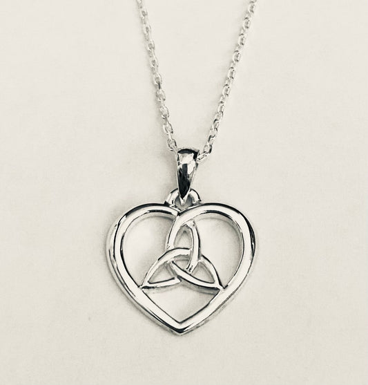 Sterling Silver Trinity Knot Heart Pendant