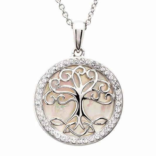 Sterling Silver Mother of Pearl Tree of Life Medallion Pendant