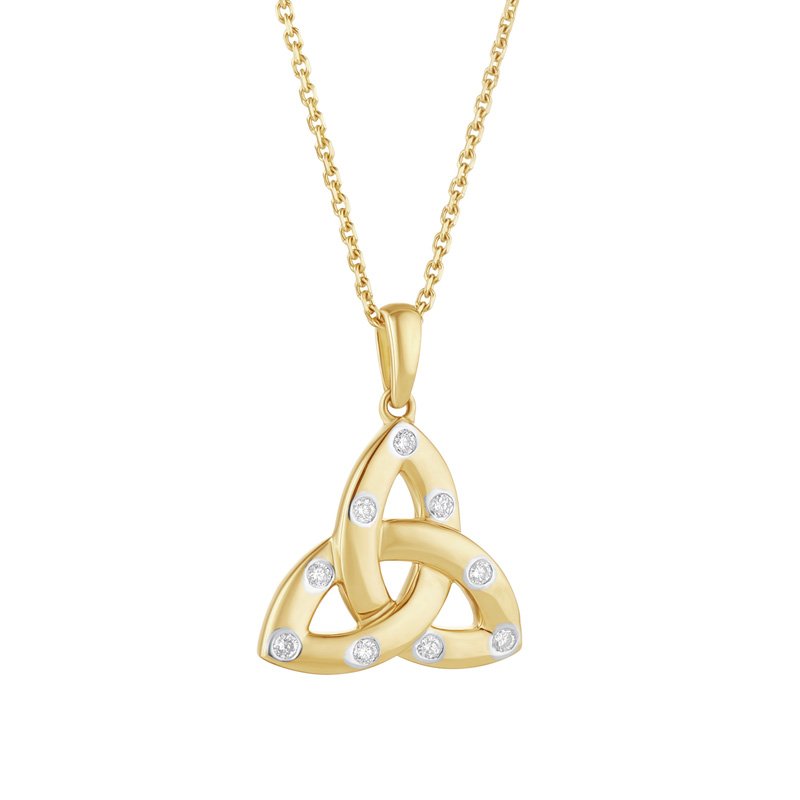 14ct Yellow Gold flush set Diamond Trinity Knot Necklace